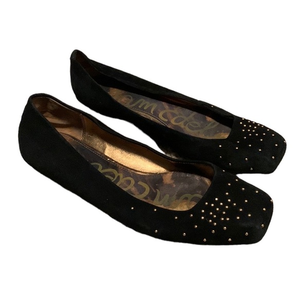 Sam Edelman Shoes - Sam Edelman Jax Black Suede Gold Studded Ballet Flat Shoes Loafer Size 7.5M